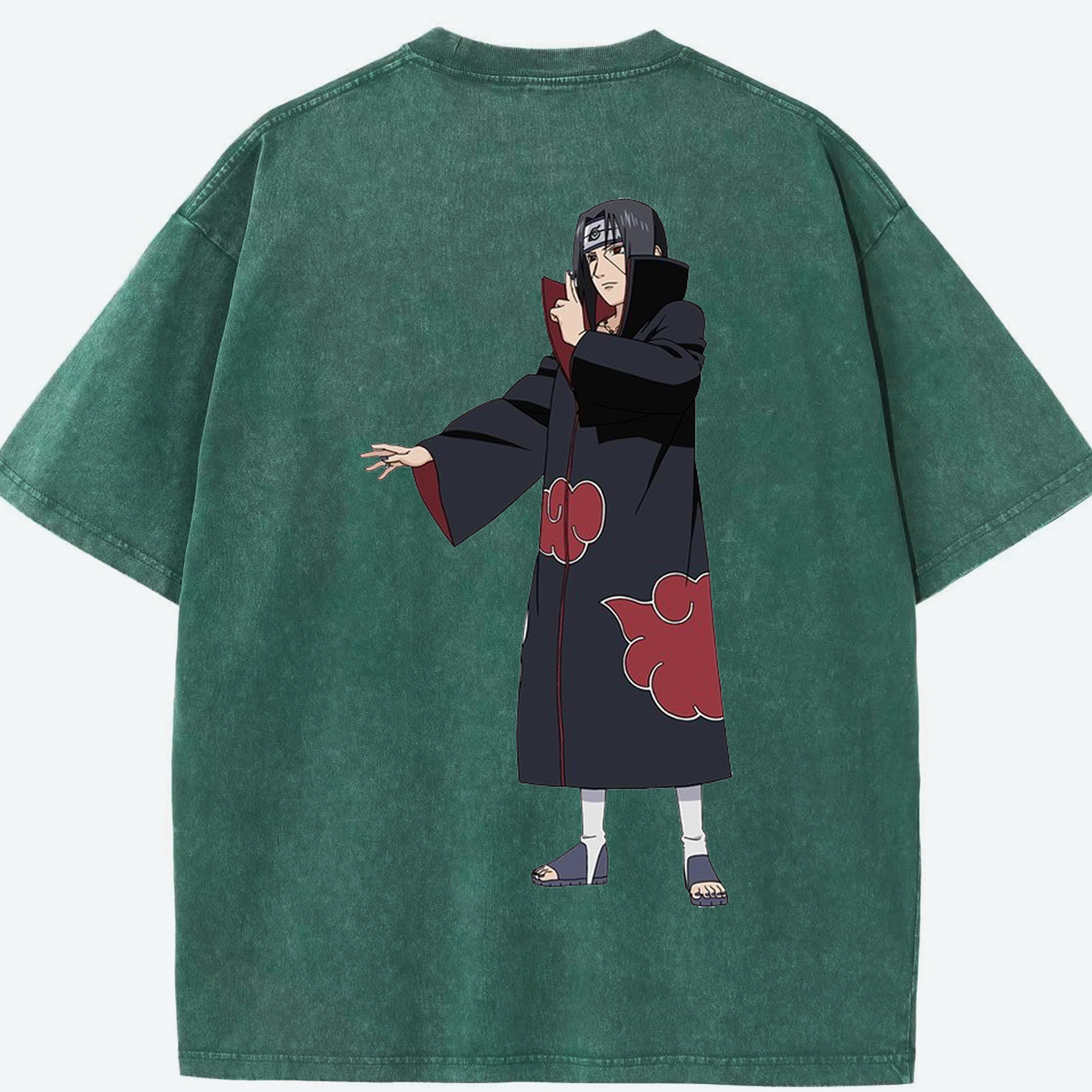 （画像用） NARUTO -ナルト- うちは イタチ Uchiha Itachi 綿100% ヴィンテージ風 半袖Tシャツ（背面プリント）